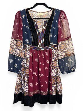 Maeve For Anthropologie Quartier Latin Patchwork BOHO Dress Women’s Size XS